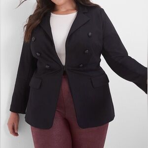 Lane Bryant Women’s Black Double Breasted Ponte Blazer Size 18